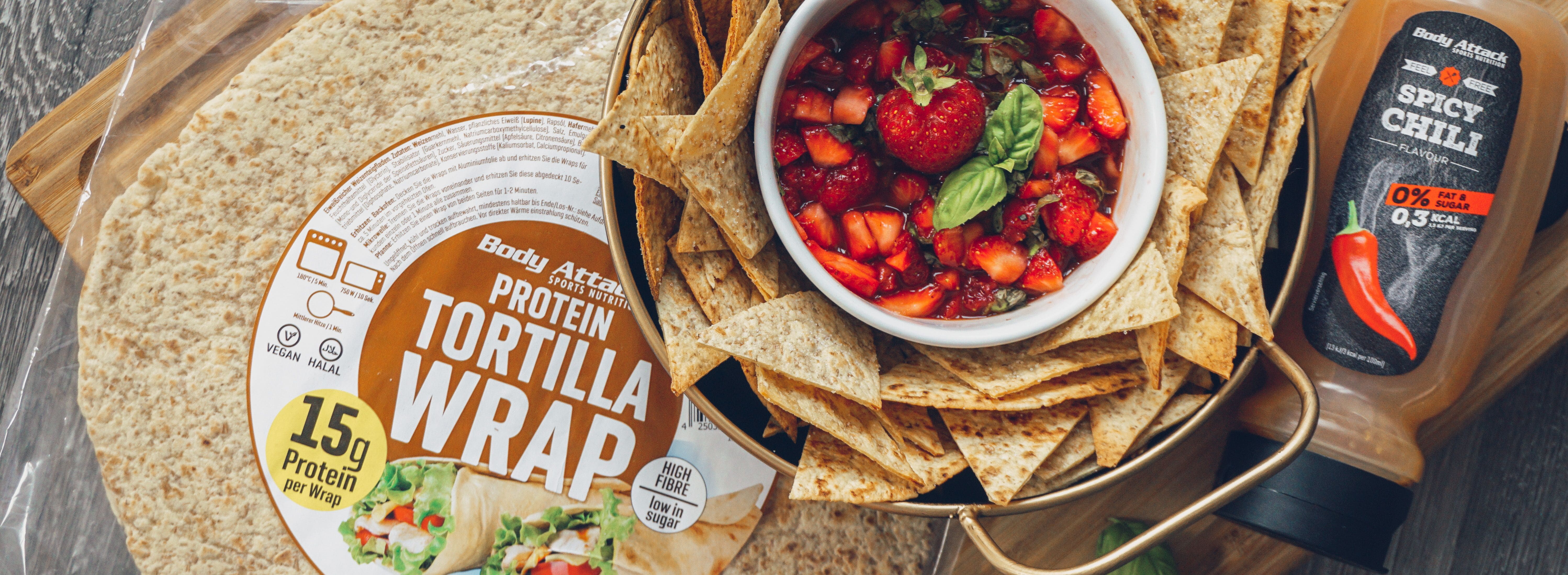 Protein Nachos mit Erdbeer-Salsa