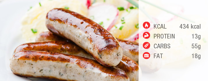 Barbecue Rostbratwurst mit Kartoffelsalat